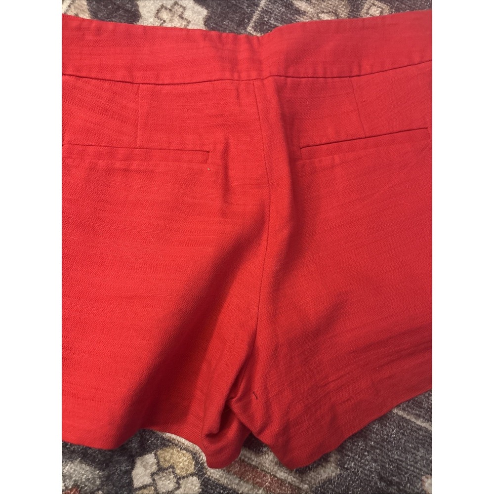 J Crew Coral Red Pintuck Suit Short in Stretch Linen Blend Shorts, Size 4 - Picture 5 of 6